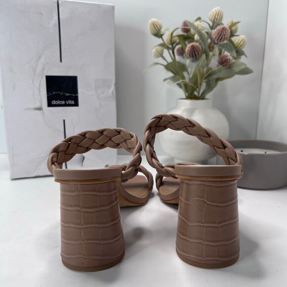Dolce Vita Paily Croc Embossed Heel Sandal Café Stella Women 10 NWB Square Toe - Picture 4 of 11